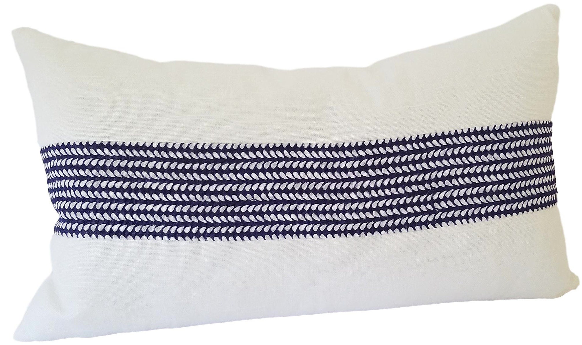 Blue and White Lumbar Color Blocked Pillow Custom Pillow Etsy