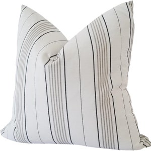 Perennials Canal Stripe in Blanca Outdoor Pillow Cover, Striped Outdoor Pillow, Outdoor Cushions, Pillow Cover only image 5