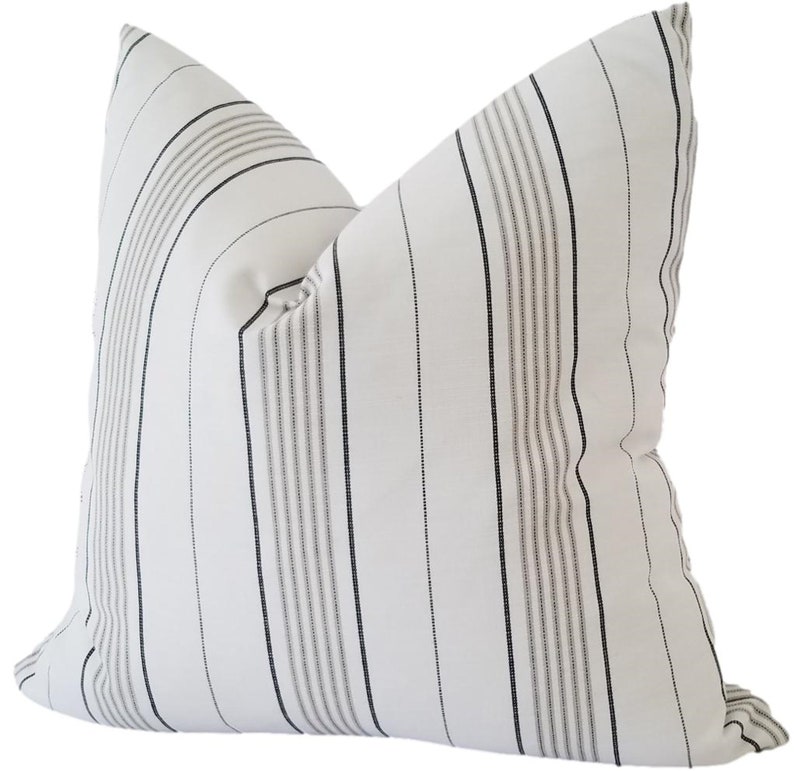 Perennials Canal Stripe in Blanca Outdoor Pillow Cover, Striped Outdoor Pillow, Outdoor Cushions, Pillow Cover only image 5