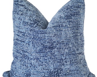 Perennials Breakwater in Out of the Blue Outdoor Pillow, Blue Outdoor Cushions, Chenille Pillow, Pillow Cover only