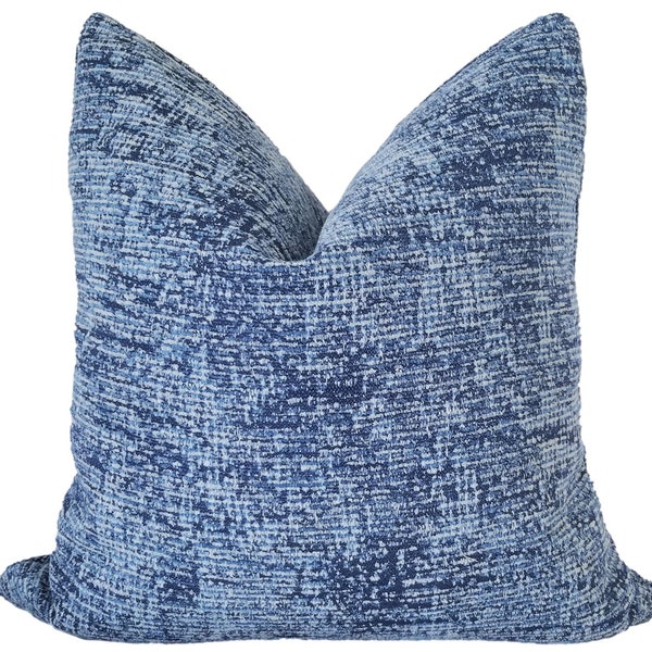 Perennials Breakwater in Out of the Blue Outdoor Pillow, Blue Outdoor Cushions, Chenille Pillow, Pillow Cover only