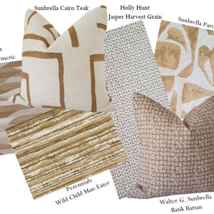 Outdoor Pillow Covers VISUAL ONLY Caramel Coordinates Sunbrella Perennials Holly Hunt image 1