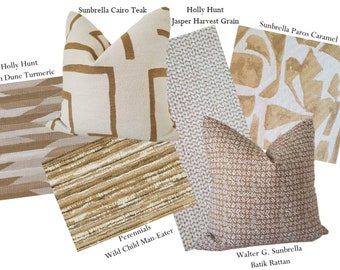 Outdoor Pillow Covers - VISUAL ONLY - Caramel Coordinates - Sunbrella - Perennials - Holly Hunt