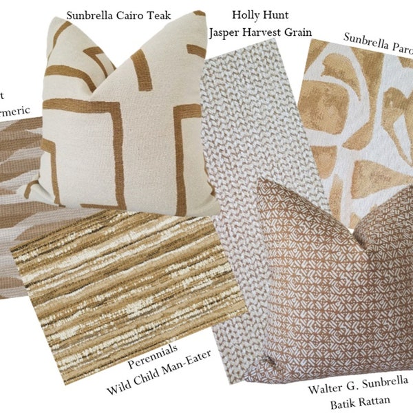 Outdoor Pillow Covers - VISUAL ONLY - Caramel Coordinates - Sunbrella - Perennials - Holly Hunt