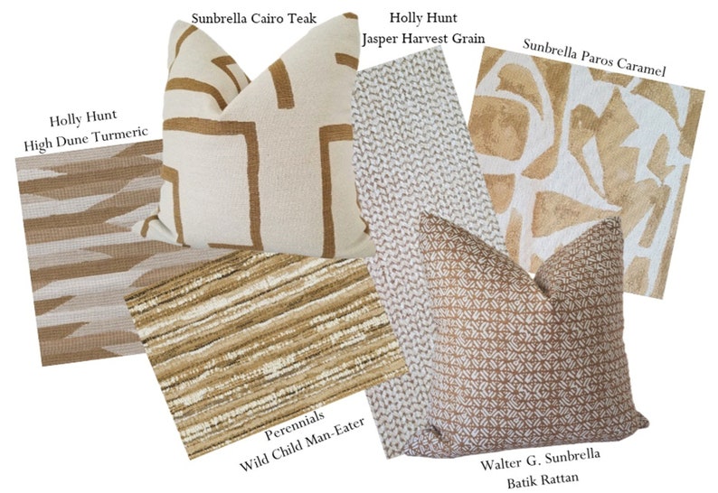 Outdoor Pillow Covers VISUAL ONLY Caramel Coordinates Sunbrella Perennials Holly Hunt image 1