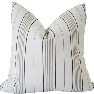 Perennials Canal Stripe in Blanca Outdoor Pillow Cover, Striped Outdoor Pillow, Outdoor Cushions, Pillow Cover only image 1
