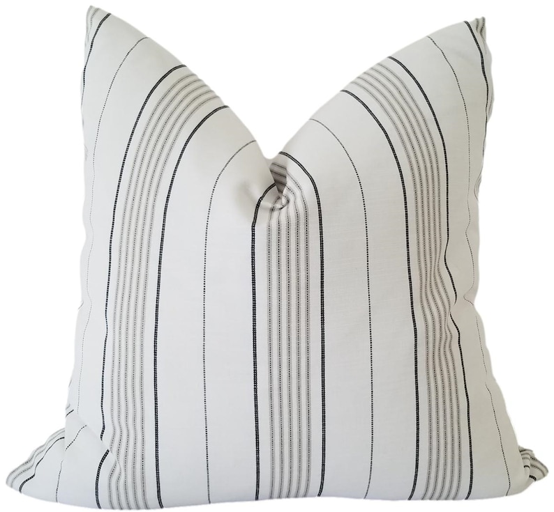 Perennials Canal Stripe in Blanca Outdoor Pillow Cover, Striped Outdoor Pillow, Outdoor Cushions, Pillow Cover only image 1