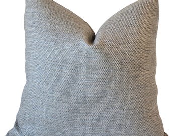 Sunbrella Gray Outdoor Pillow Cover, Mainstreet Dove, Custom Cushion