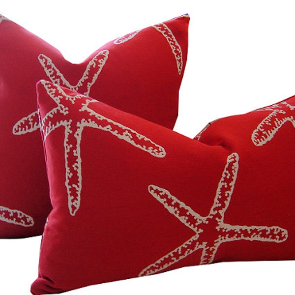 Red Starfish Pillow Cover, Decorative Pillow, Cushion Cover, Beach Decor