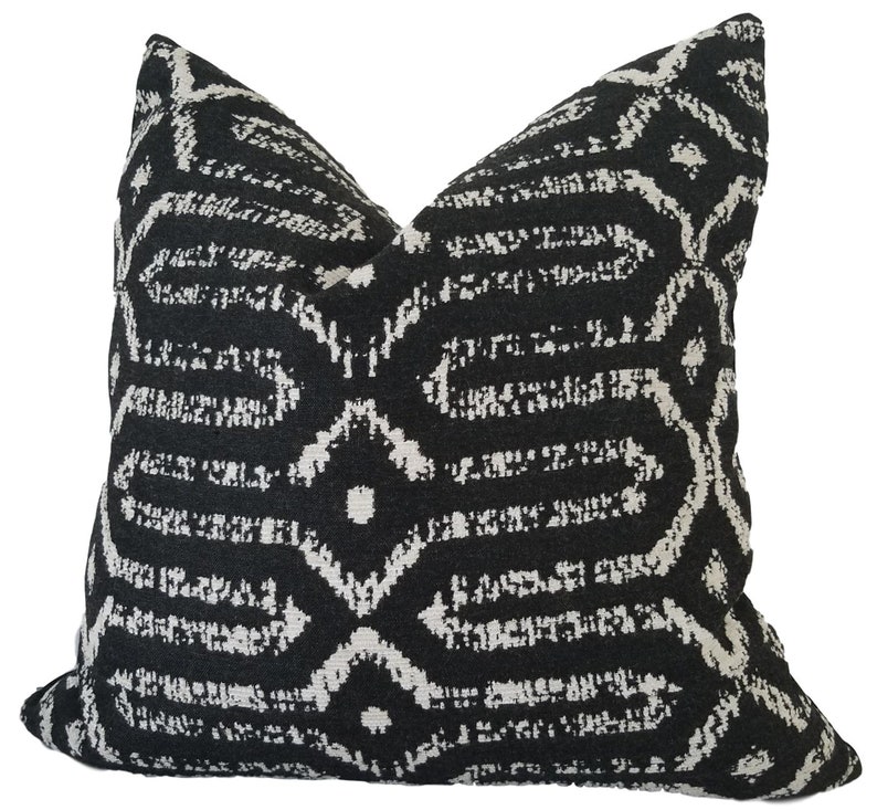 Sunbrella Mina Black Outdoor Pillow, Black Outdoor Cushion, Throw Pillow, Pillow Cover only image 5
