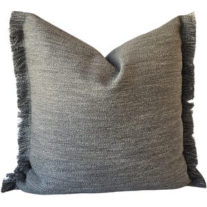 Perennials Whippersnapper Outdoor Pillow Cover, Indoor Outdoor, Fringe detail, Brown Gray Textured Cover, Pillow Cover only