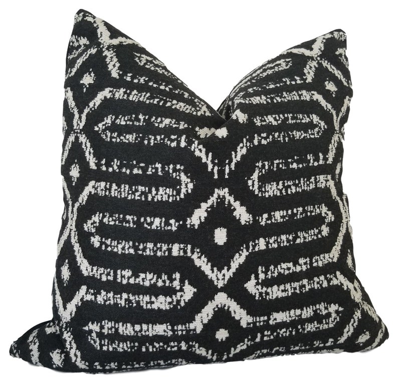 Sunbrella Mina Black Outdoor Pillow, Black Outdoor Cushion, Throw Pillow, Pillow Cover only image 1