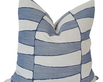 Perennials Tribal Trellis Chambray Outdoor Pillow, Blue and White Outdoor Cushions, Martyn Lawrence Bullard, Pillow Cover only