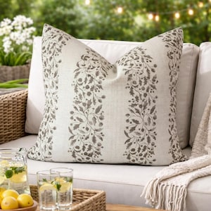 Sunbrella Linden Oak Pillow Cover, Brown Leaves, Indoor Outdoor Cushion