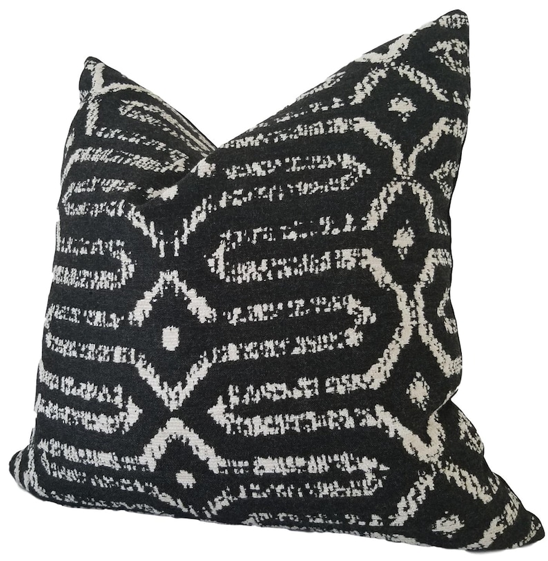 Sunbrella Mina Black Outdoor Pillow, Black Outdoor Cushion, Throw Pillow, Pillow Cover only image 3