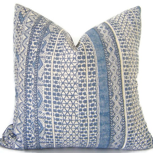 Blue Bohemian Pillow Cover Boho Decor Throw Pillow Etsy