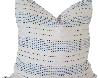 SAMPLE SALE - Link Stitch Ocean, Stripe Cover, 20x20, Outdoor Pillow, Pillow Cover Only