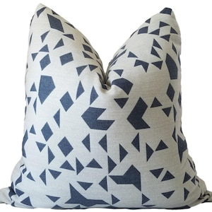 Outdoor Pillow Cover, Holly Hunt Witter Indigo, Geometric Outdoor Pillow, Indoor Outdoor, Pillow Cover only