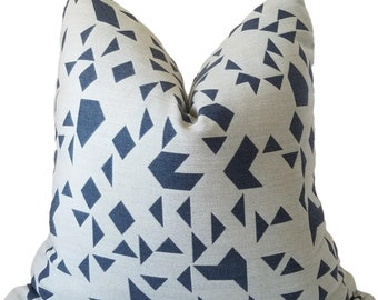 Holly Hunt, Witter Indigo, Geometric Outdoor Pillow, Indoor Outdoor, Pillow Cover only