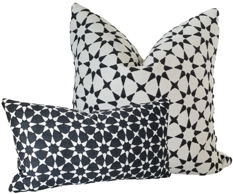 Perennials Stra Power in Anthracite Outdoor Pillow Cover, Outdoor Cushions, Martyn Lawrence Bullard, Reversible Fabric, Pillow Cover Only image 1