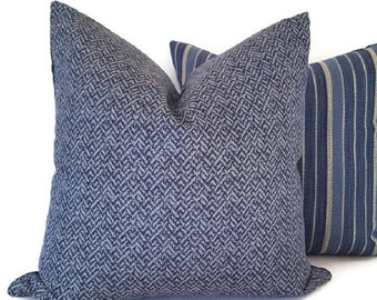 Perennials Dapper in Vintage Blue Outdoor Pillow, Chevron Pillow, Pillow Cover only