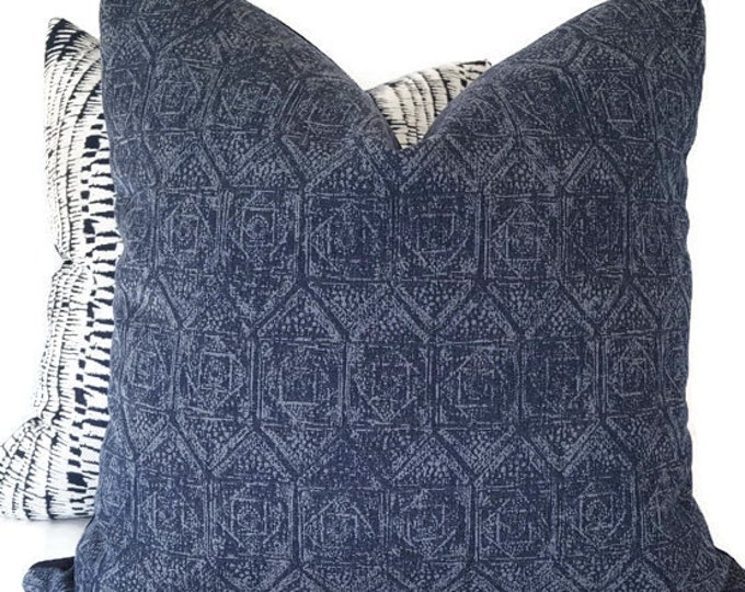 Navy Outdoor Pillow Cover, Indoor Outdoor Pillow , Blue Throw Cushion