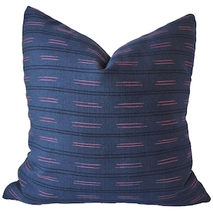 Outdoor Navy and Pink Pillow Cover, Striped Custom Cushion Cover, Indoor Outdoor, Home & Patio Decor, Pillow Cover only