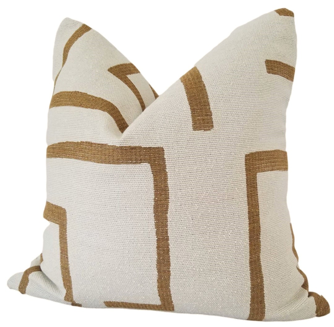 Sunbrella Cairo in Teak Pillow, Outdoor Pillow, Contemporary Pillow