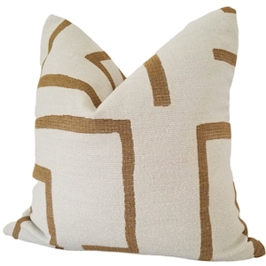 Outdoor Sunbrella Cairo in Teak Pillow, Indoor Outdoor Pillow, Contemporary Pillow, Abstract Pillow, Patio Decor, Pillow Cover Only