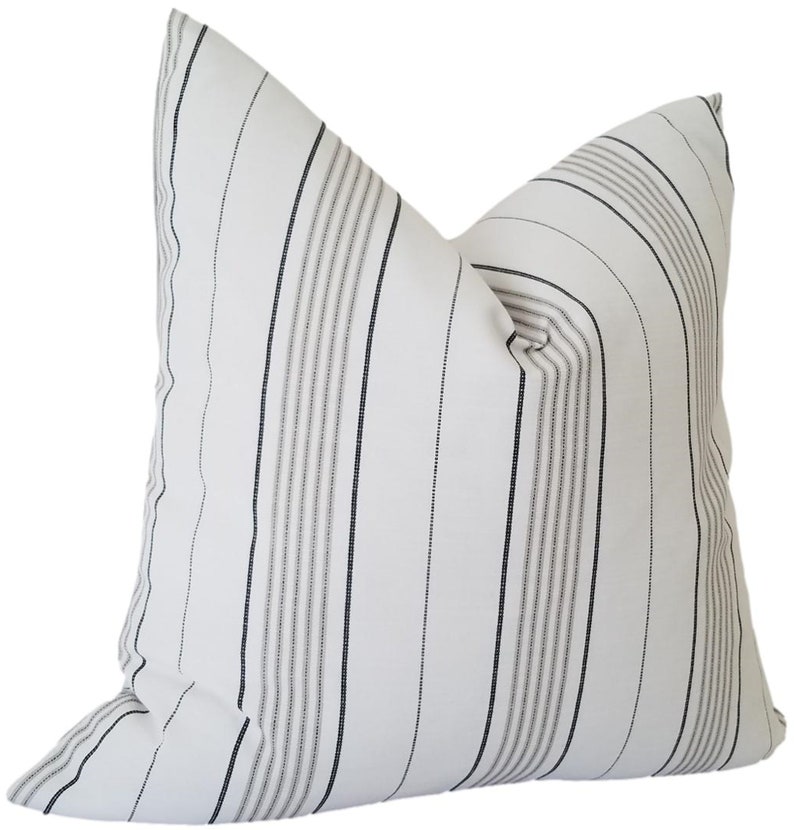 Perennials Canal Stripe in Blanca Outdoor Pillow Cover, Striped Outdoor Pillow, Outdoor Cushions, Pillow Cover only image 3