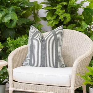 OUTDOOR Grey & White Pillow Cover, Perennials Indoor Outdoor Throw Pillow, Home and Patio Decor, Solution Dyed Acrylic, Pillow Cover only