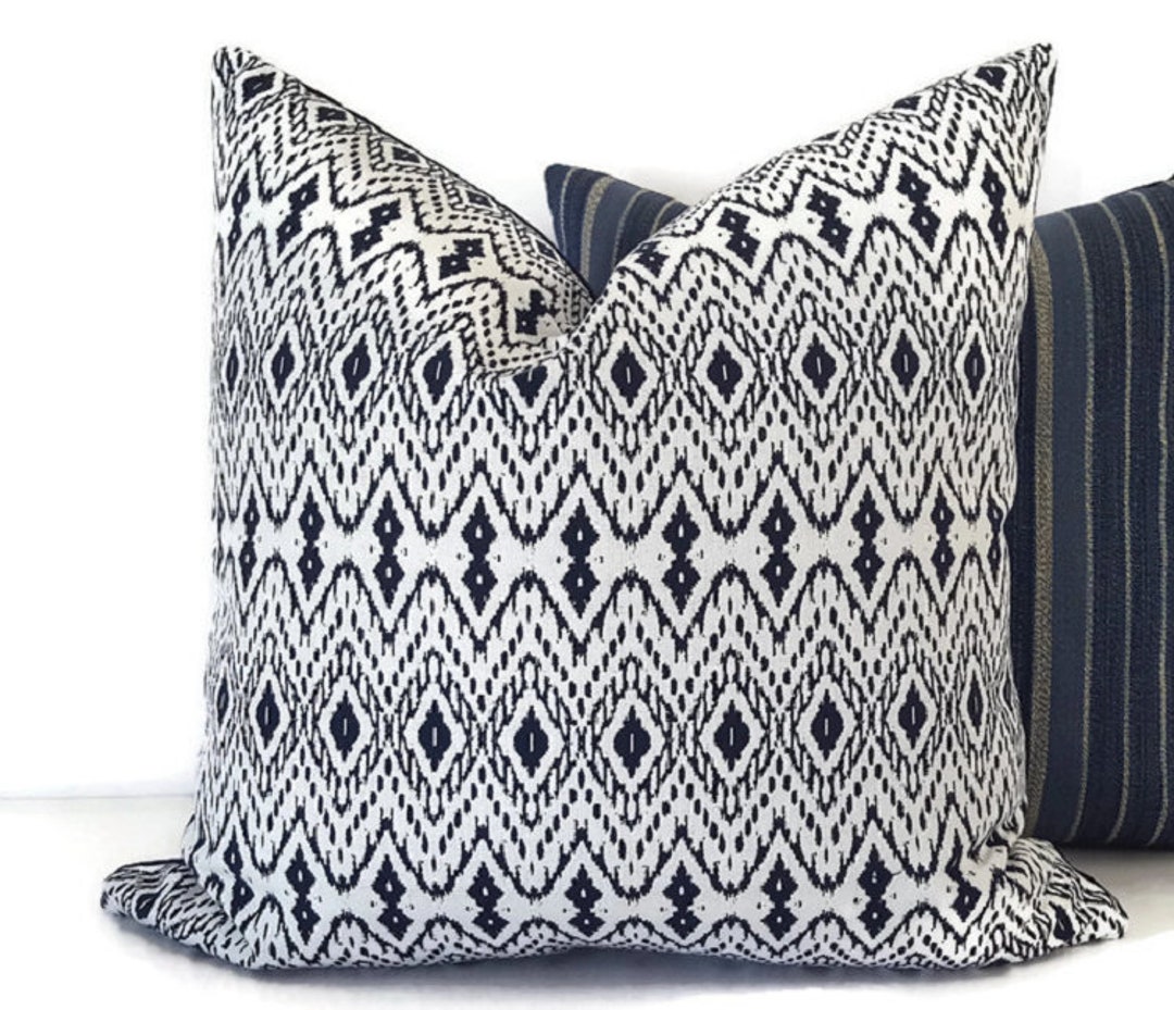 Echo Design Scandikat Outdoor Pillow Navy Ikat Indoor - Etsy