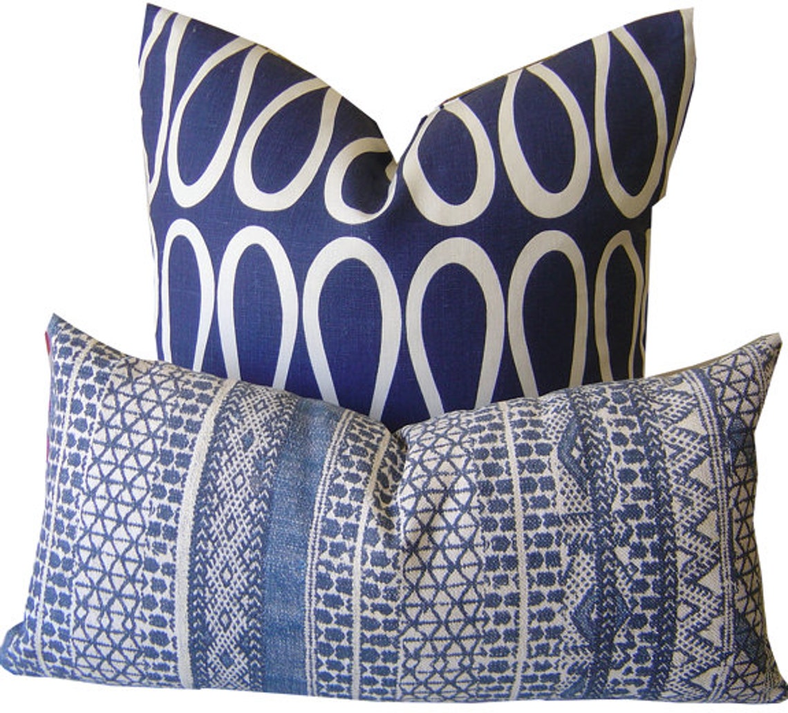 Blue Bohemian Pillow Cover Boho Decor Throw Pillow Etsy