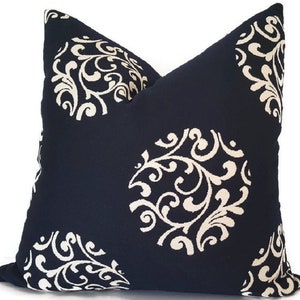 SAMPLE SALE, 22x22 Sunbrella Florence in Navy Outdoor Pillow, Cushion Cover, Home Decor, Pillow Cover only image 1