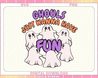 Los fantasmas solo quieren divertirse SVG PNG / Lindo fantasma de Halloween Clipart / Diseño de calcomanía de otoño espeluznante para Cricut y manualidades para pequeñas empresas