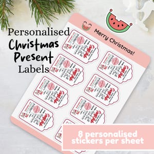 Gepersonaliseerde kerstcadeaulabels | Kerststickers voor kinderen | Leveringslabels noordpool | Aangepaste cadeaulabels | 8 stickers per vel