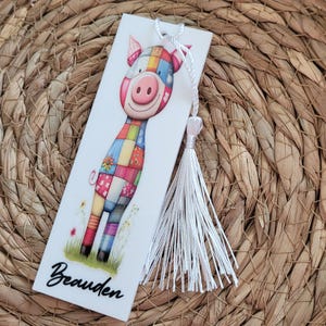 Personalised Acrylic Bookmark, Custom Name Page Marker, Animal Tassel Book Lover Gift