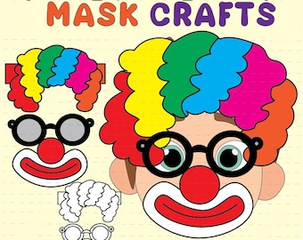April Fools Day Clown Mask Craft Template | Funny Glasses Nose Printable (PDF Download)