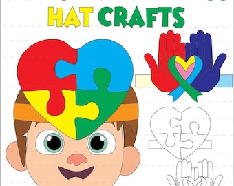 Autism Awareness Hat Craft | Puzzle Heart, Helping Hands (PDF Download)