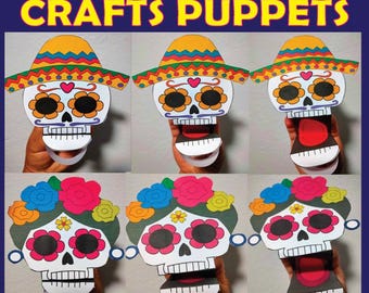 Day of the Dead Paper Sugar Skull Puppets | Hispanic Heritage Craft (PDF)