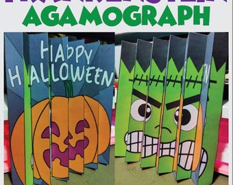 Halloween Agamograph Craft: Frankenstein & Jack O'Lantern 2D Art (PDF Printable)