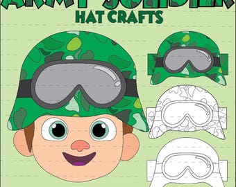 Army Soldier Hat Craft | Kids Military Helmet Activity (Color & BW PDF)