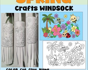 Spring Windsock Craft Kit | Bugs, Flowers, Garden Mobile (Digital Download)