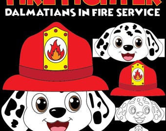 Manualidad de sombrero de dálmata de bombero / Manualidad de la Semana de la Seguridad contra Incendios para niños / Plantillas imprimibles para colorear y en blanco y negro