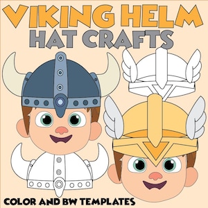 Viking Helmet Paper Craft | Kids DIY Hat Template (Color & BW)
