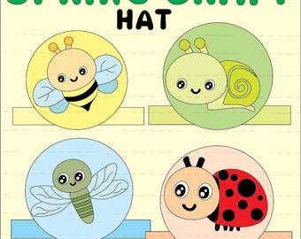 Spring Bugs Hat Craft for Kids | Insect Headband Printable Activity (Color & BW PDF)