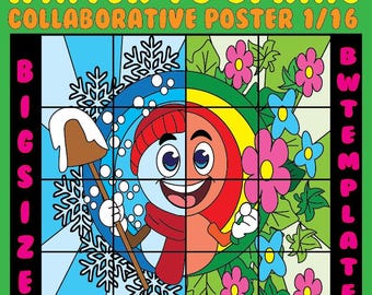 Winter to Spring Collaborative Poster | Giant Seasonal Classroom Mural Activity (16 Pages)