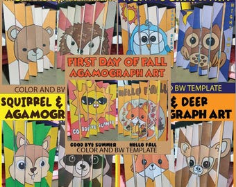 Fall Animals Agamograph Art Bundle: Autumn Paper Crafts (Color & B/W Templates)