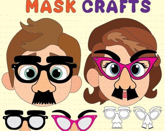 April Fools Day Mask Craft for Kids | Funny Glasses, Mustache Printable (PDF Template)