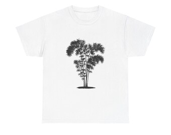 竹の木Tシャツ｜ミニマルな黒のシルエットの自然シャツ